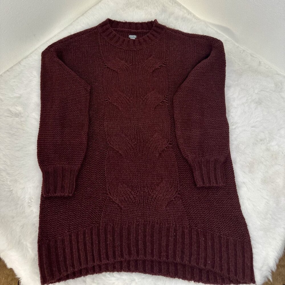 Aerie Women’s Burgundy Cable-Knit Sweater - Picture 4 of 9